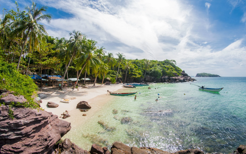Phu Quoc Island delights with white-sand beaches, clear waters, and relaxation.